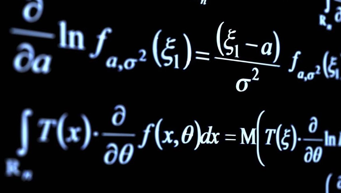 Mathematical equations on a black screen.